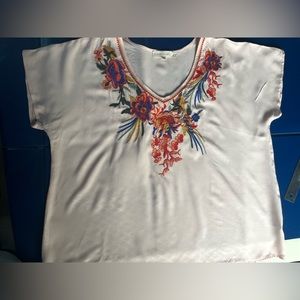 Light pink embroidered top